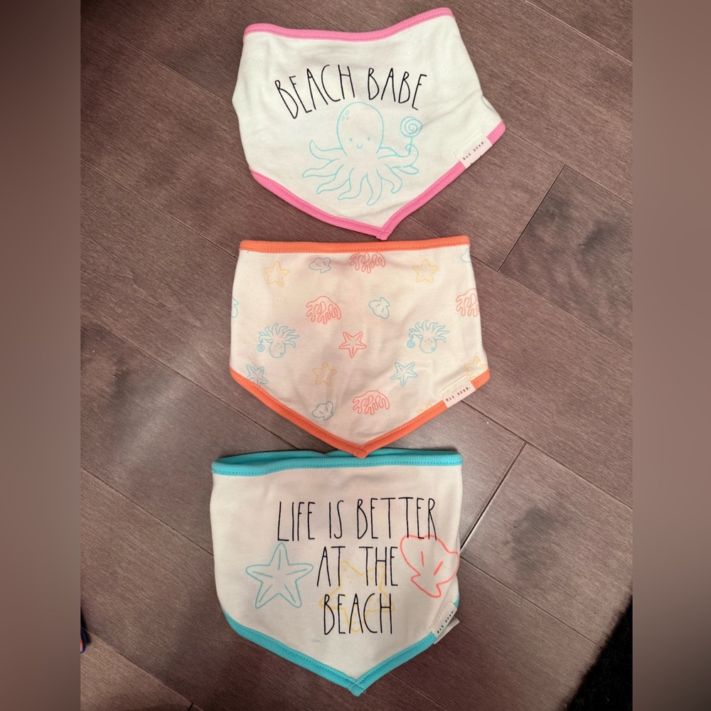 Rae Dunn Beach Themed Baby Bibs Set